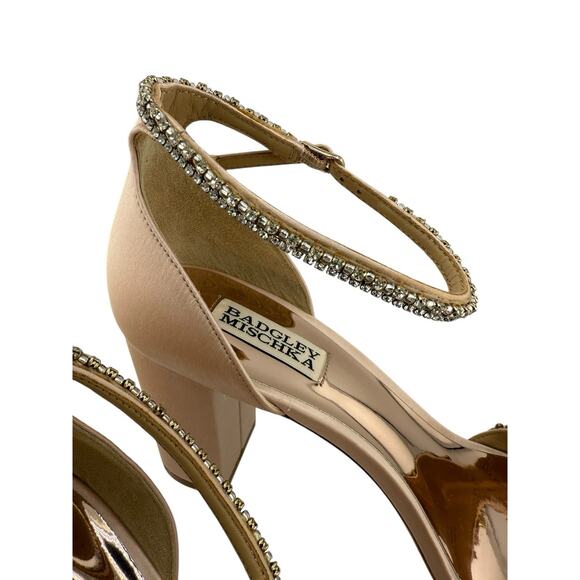 JEWEL BADGLEY MISCHKA satin and crystal block heels with zip back Size 9.5 NEW - Picture 3 of 15